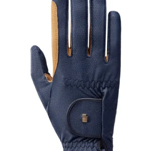 Malta Grip guanti da equitazione bicolore Navy/Caramel 8,5
