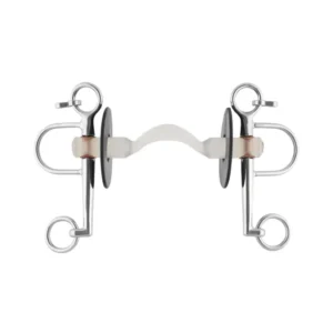 Nathe pelham, 20 mm, barra rigida dura con passaggio lingua, aste corte, termoplast Metall 125 mm