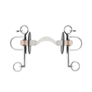 Nathe pelham, 20 mm, barra rigida dura con passaggio lingua, aste lunghe, termoplast Metall 115 mm