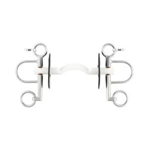 Nathe pelham, barra rigida dura con passaggio lingua, 15 mm, aste corte, termoplast Silver 125 mm