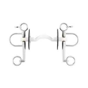 Nathe pelham, barra rigida dura con passaggio lingua, 15 mm, aste lunghe, termoplast Silver 115 mm