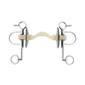 Nathe pelham, 20 mm, barra rigida morbida con passaggio lingua, aste corte, termoplast Metall 125 mm