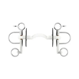 Nathe pelham, barra rigida morbida con passaggio lingua, 15 mm, aste corte, termoplast Silver 115 mm