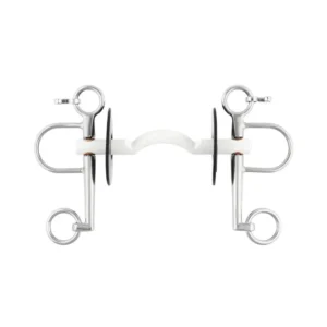 Nathe pelham, barra rigida morbida con passaggio lingua, 15 mm, aste lunghe, termoplast Silver 125 mm