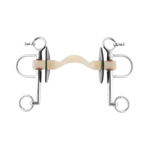 Nathe pelham, 20 mm, barra rigida morbida con passaggio lingua, aste lunghe, termoplast Metall 135 mm