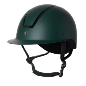 Noir Casco II da equitazione con telaio lucido e visiera parasole Mountain View Green 055-X-057