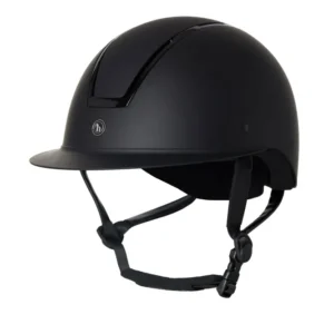 Noir Casco II da equitazione con telaio lucido e visiera parasole Black 055-X-057