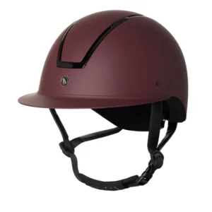 Noir Casco II da equitazione con telaio lucido e visiera parasole Burgundy Red Mahogany 058-X-060