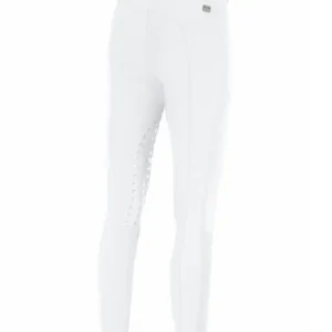 Oliva Athleisure Pantaloni da equitazione per spettacolo con grip al ginocchio, per donna White 34