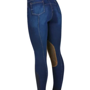 Pantaloni da equitazione denim con impugnatura al ginocchio da donna Shona Denim Blue 32