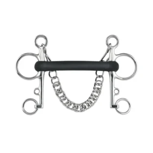 pelham gomma flessibile, bocca diritta 18 mm, acciaio inox Metall 125 mm
