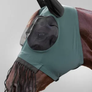 Puck maschera antimosche con zip, frange nasali e protezione UV Pine Green P