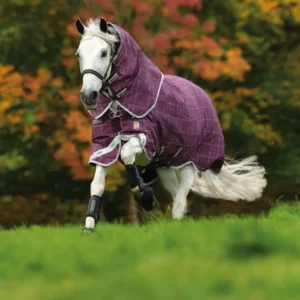 Rhino Plus Vari-Layer Coperta da turnout con collo rimovibile, 450 gr Burgundy/Grey/White 140