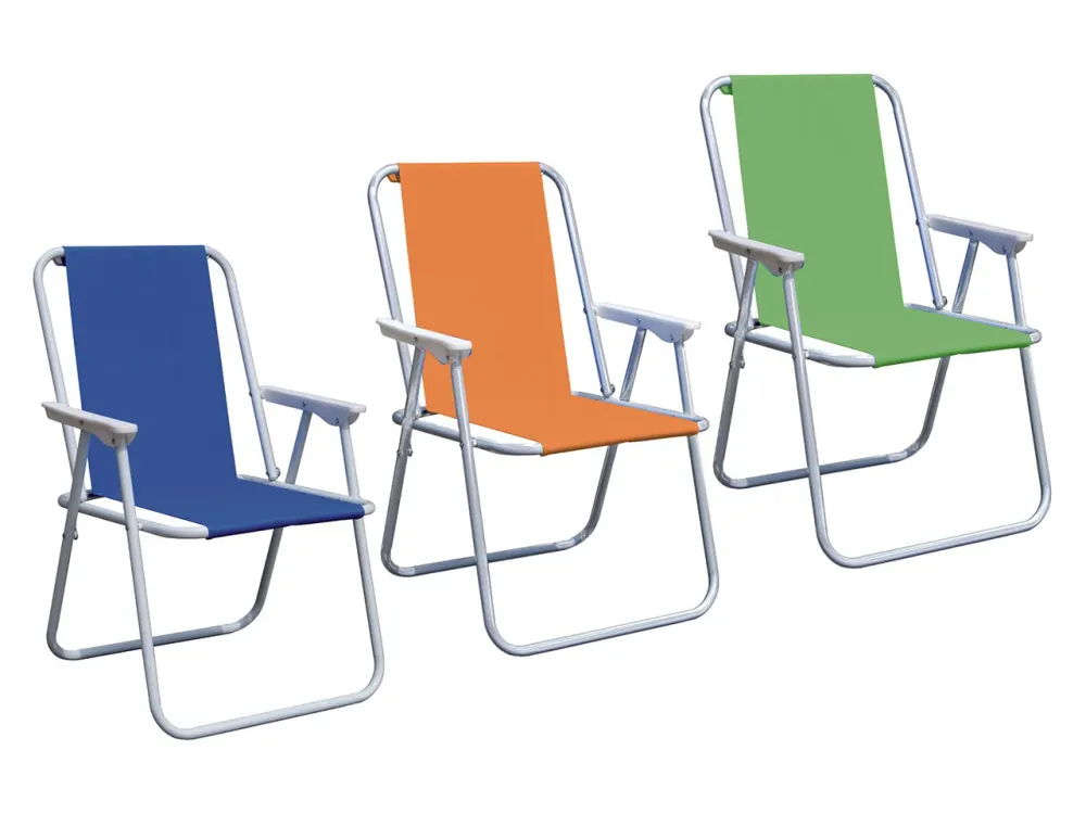 Sedia pic-nic 57x53xh.75cm tubo acciaio d.19mm fodera poliestere 4 blu - 1 arancio - 1 verde $