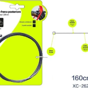 Set 2pz Cavi Cavo Freno Posteriore Acciaio 160cm Attacco Universale Bici Xc-2621