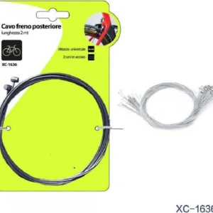 Set 2pz Cavo Freno Posteriore Acciaio 2mt Attacco Universale Per Bici Xc-1636