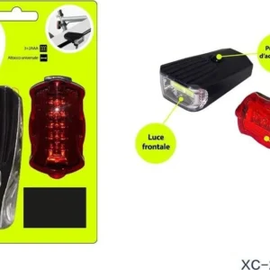 Set Luci Anteriore Posteriore Fanalino Bici Bicicletta Attacco Universale Xc2649