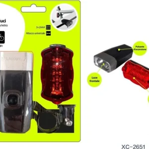 Set Di Luci Fanalino Fronte/retro Per Bici Bicicletta Attacco Universale Xc-2651