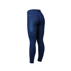 Shona Pantaloni da equitazione denim con full seat stampato silicone, per donna Light Denim Blue 36