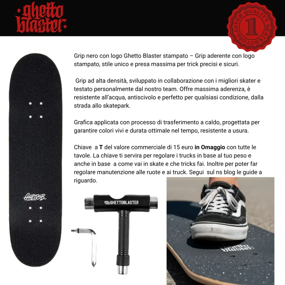 Skateboard Ghettoblaster per iniziare Barded Wire Red 8.25"