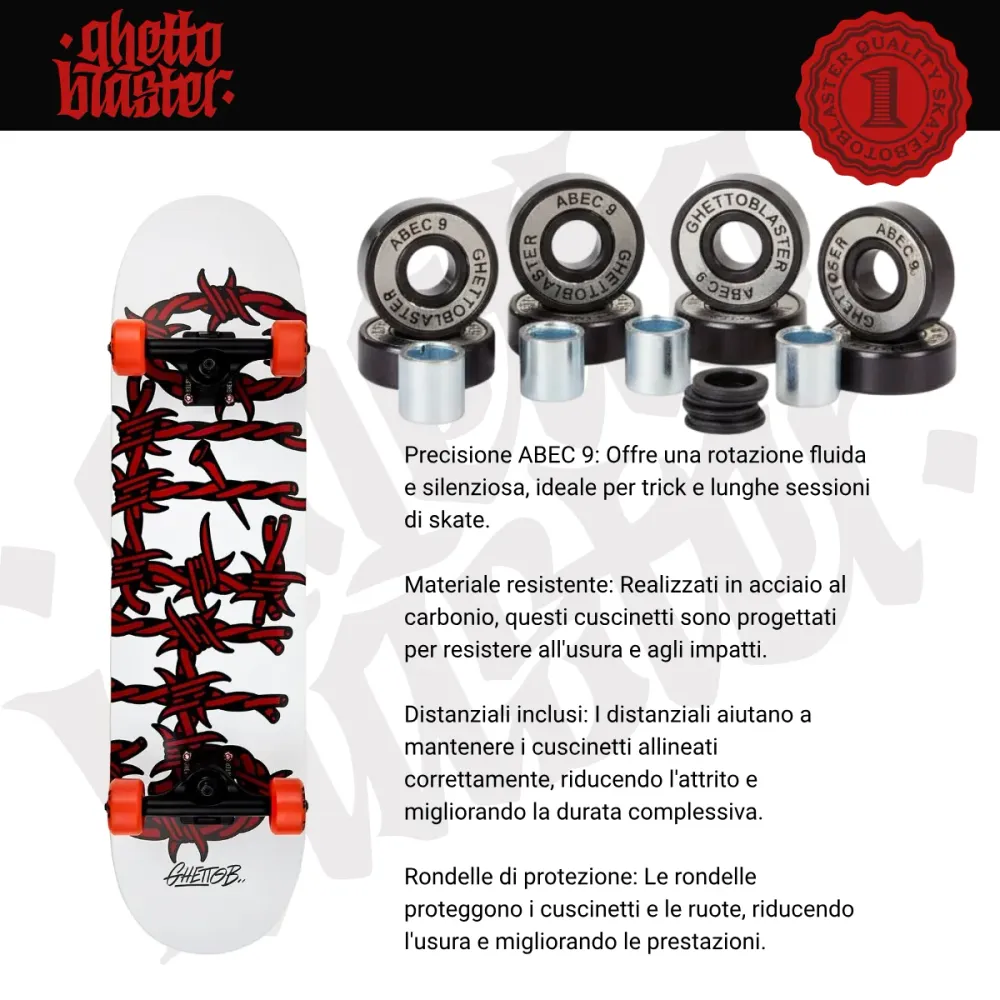 Skateboard Ghettoblaster per iniziare Barded Wire Red 8.25"
