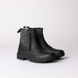 Sporty stivaletti jodhpur pelle con dettagli effetto cristallo Black 40