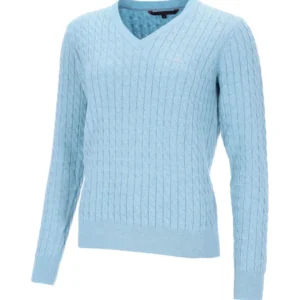 SPPam Style Women's Jumper V-Neck Milky Blue M
