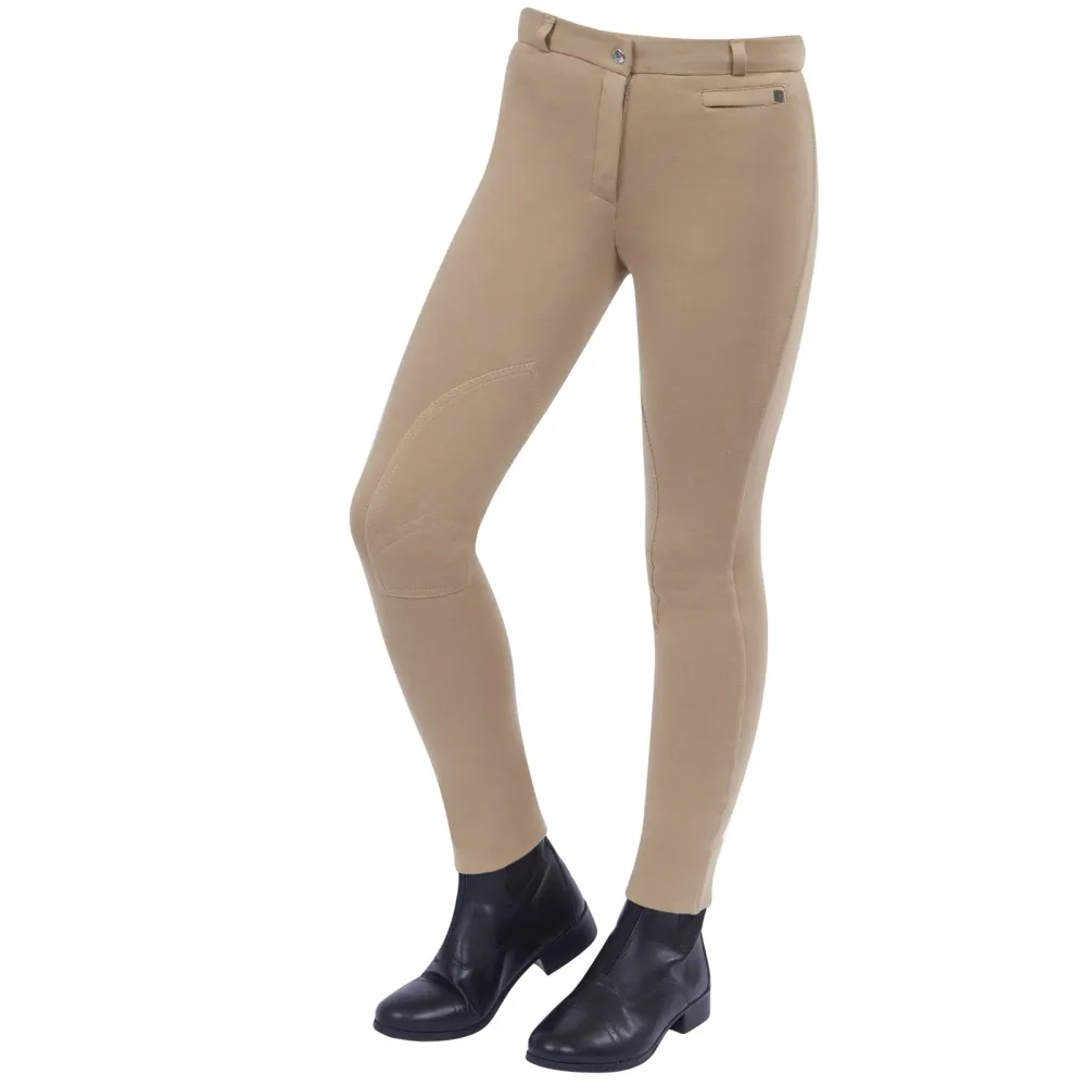 Supa-fit Zip Up Knee Patch Jodhpurs, Junior Beige 140