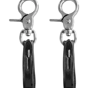 supporti staffe cuoio con moschettone, nero Black Taglia unica