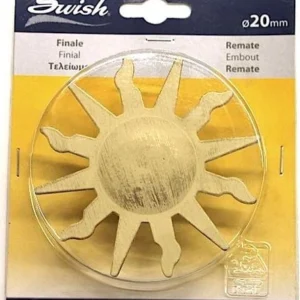 SWISH - TERMINALE/POMOLO PER BASTONI TENDE ACCIAIO AVORIO PATINATO SOLE D.20 MM