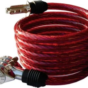 THEMA - LUCCHETTO SPIRALE COMBINAZIONE Ø6MM LUNGHEZZA 150CM - RIVESTITO PLASTICA RESISTENTE COLORE ROSSO - IDEALE PER BICI **