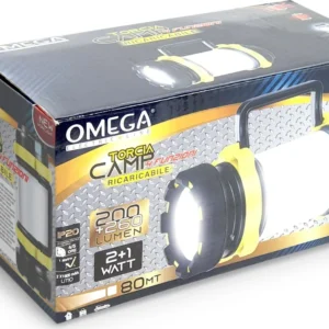 Torcia Da Campeggio Led Smd 2W + 1W Laterale Con Diffusore Opale 360, 200 + 260 Lm, Manico + Appendino, 4 Modalita Operati...