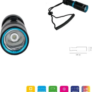 Torcia Led Cree T6 Ricaricabile Per Immersioni Subacquee Fino 30 Metri Dt-2148